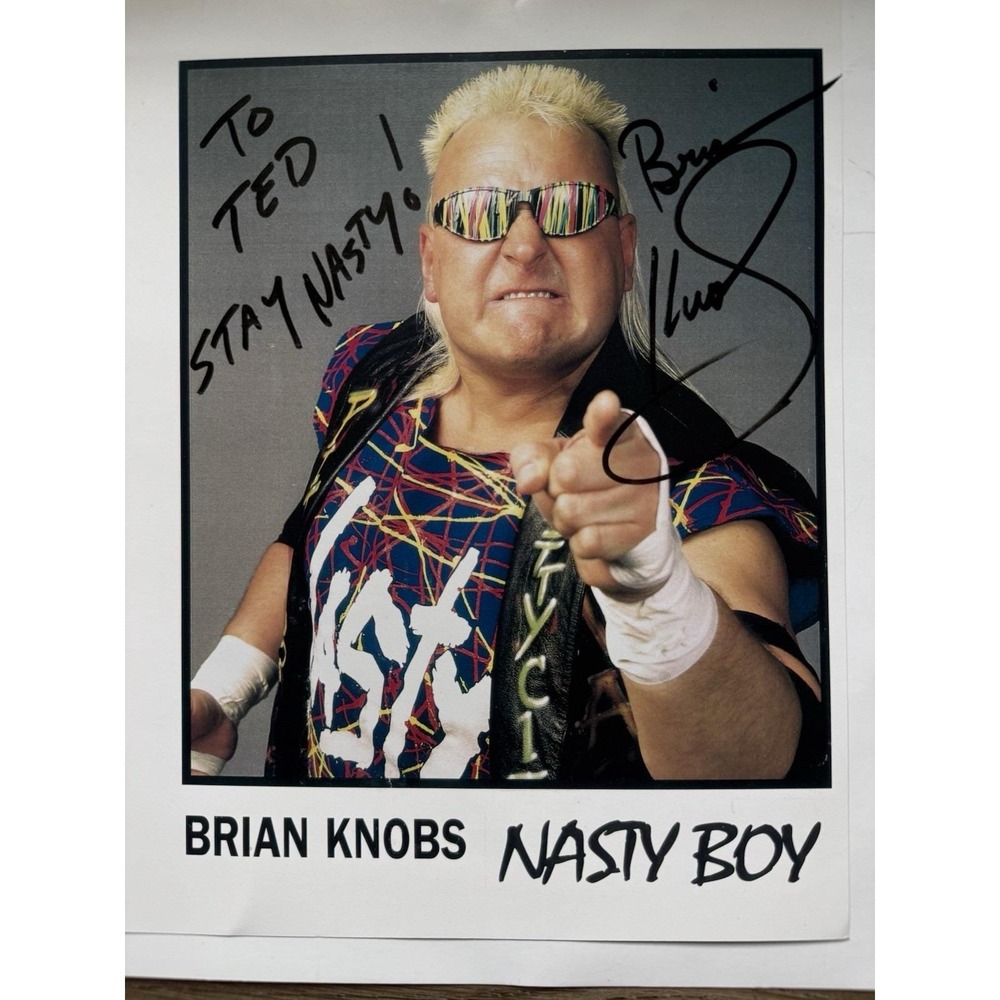 Brian Knobs The Nasty Boys Wrestling Signed Photo